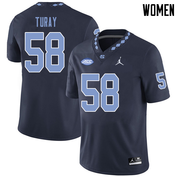 Jordan Brand Women #58 Lancine Turay North Carolina Tar Heels College Football Jerseys Sale-Navy